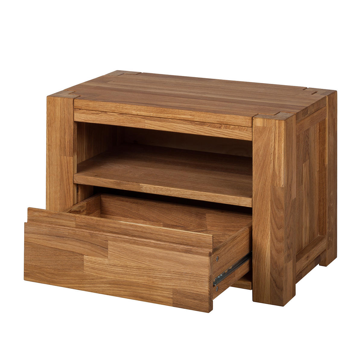 NACHTKOMMODE - Massivholz - Eichefarben, Holz (61/42/35cm) - home24