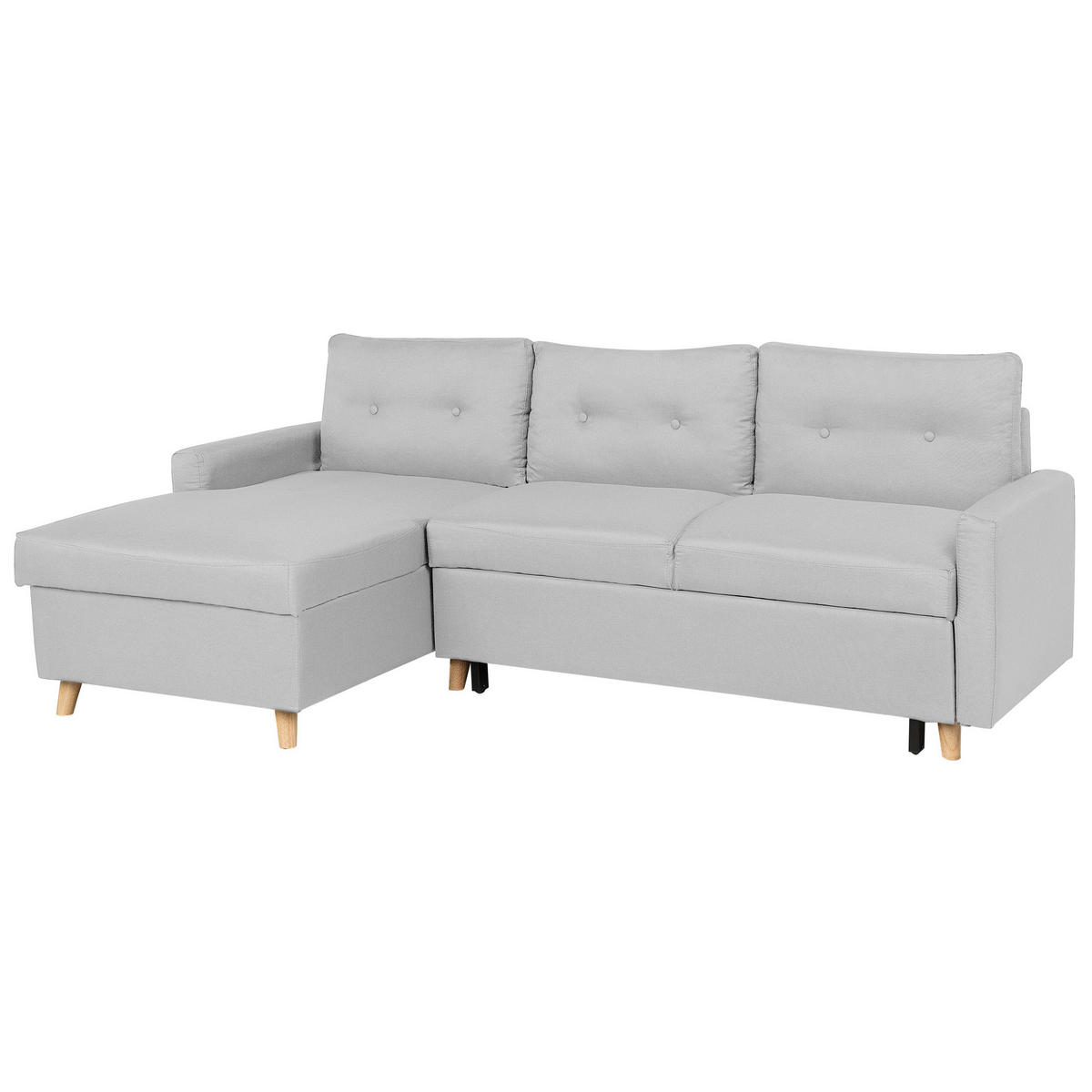 ECKSOFA Polsterbezug Hellgrau linksseitig Flakk - Hellgrau, Textil (232/147cm) - Beliani