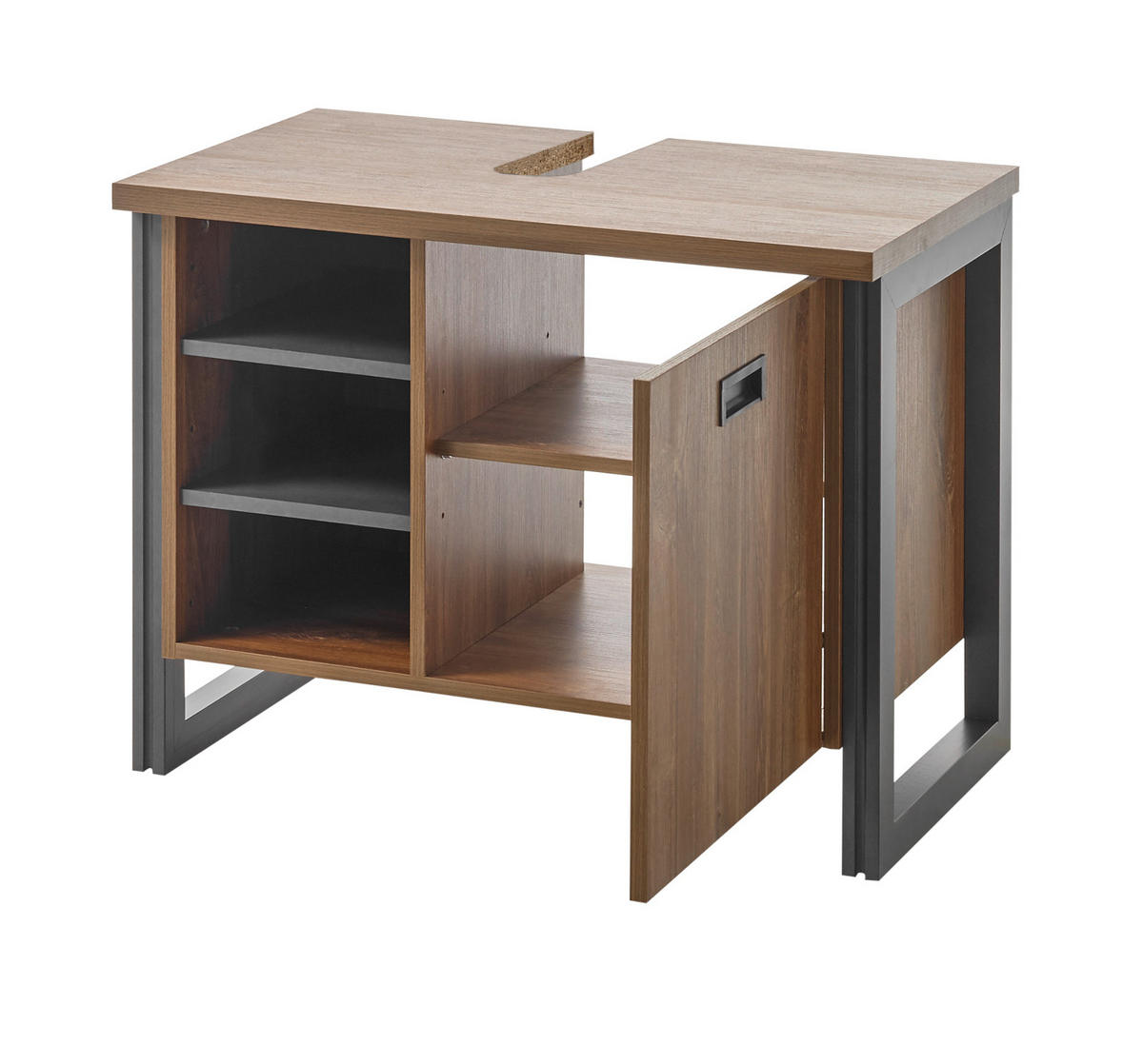 BADMÖBEL-SET 3-teilig Eiche Stirling, Matera grau, Badkombination 191 x 205 cm - Eichefarben/Grau, Holzwerkstoff (191/205/40cm)