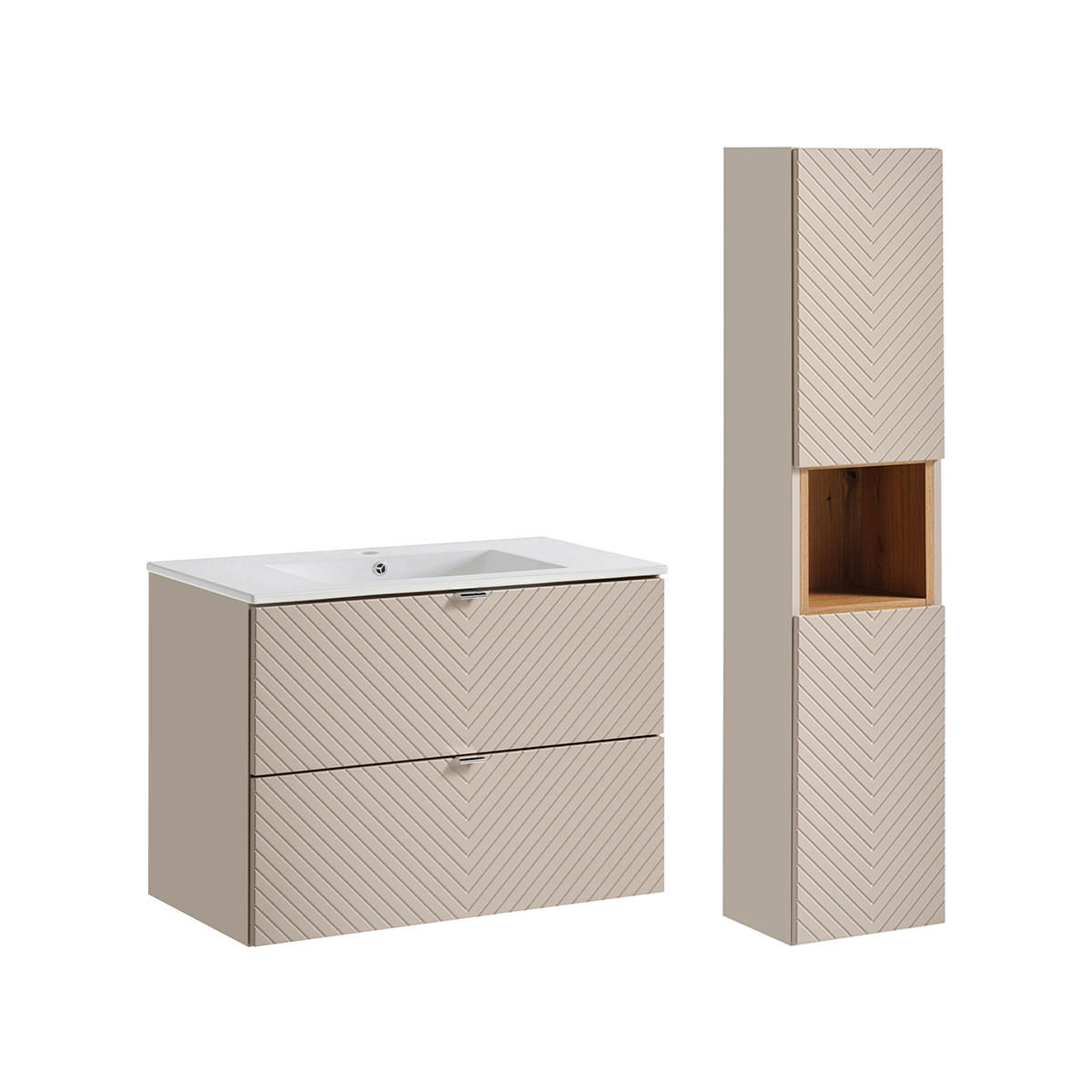 BADMÖBEL 80cm Manoa 2er-Set Kaschmir - Beige, Holzwerkstoff (80/57/40cm) - Petits-meubles