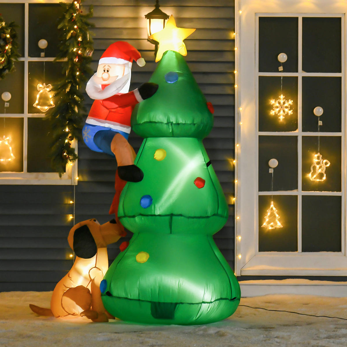 AUFBLASBARER Weihnachtsbaum, Polyester, Grün - Grün, Kunststoff (85/180/123cm) - HOMCOM