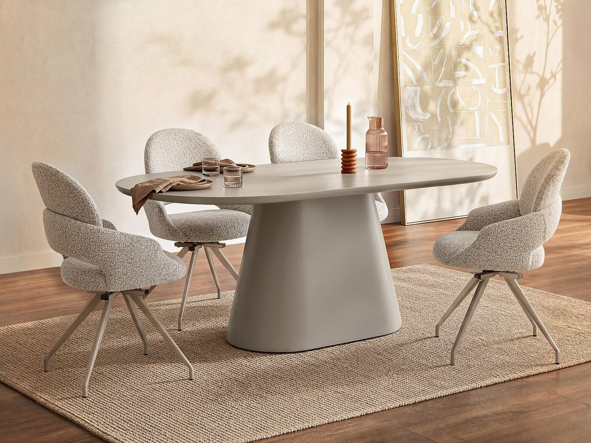 ESSTISCH - 6 Personen - Holz, Platte - Taupe, Beige VALIANA - Taupe/Beige, Holz (90/180/76cm) - Vente-Unique
