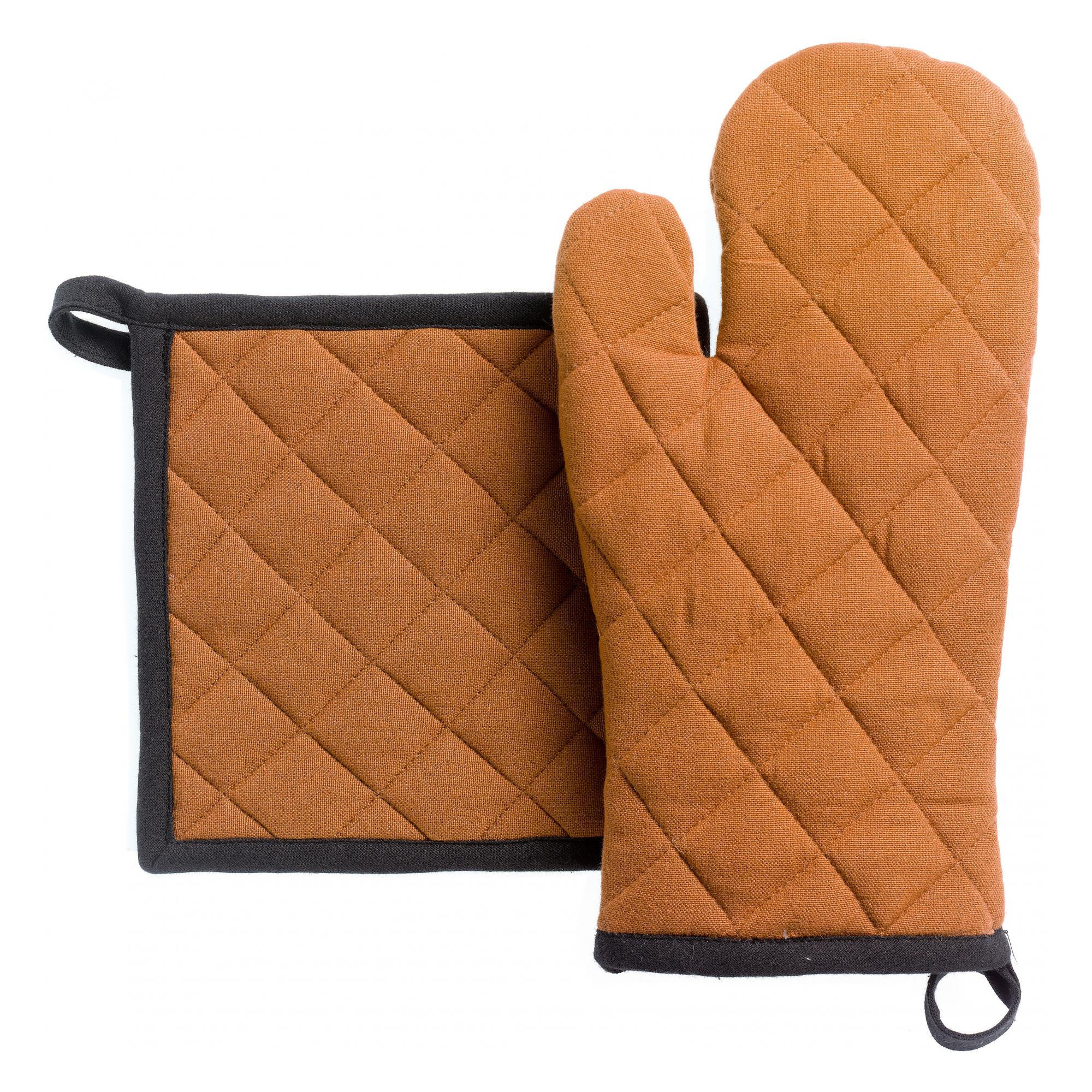 SET AUS TOPFLAPPEN/TOPFHANDSCHUH AUS RECYCELTEM MATERIAL Grace karamell 15 x 32 cm - Terra cotta, Textil (15/32cm) - Winkler