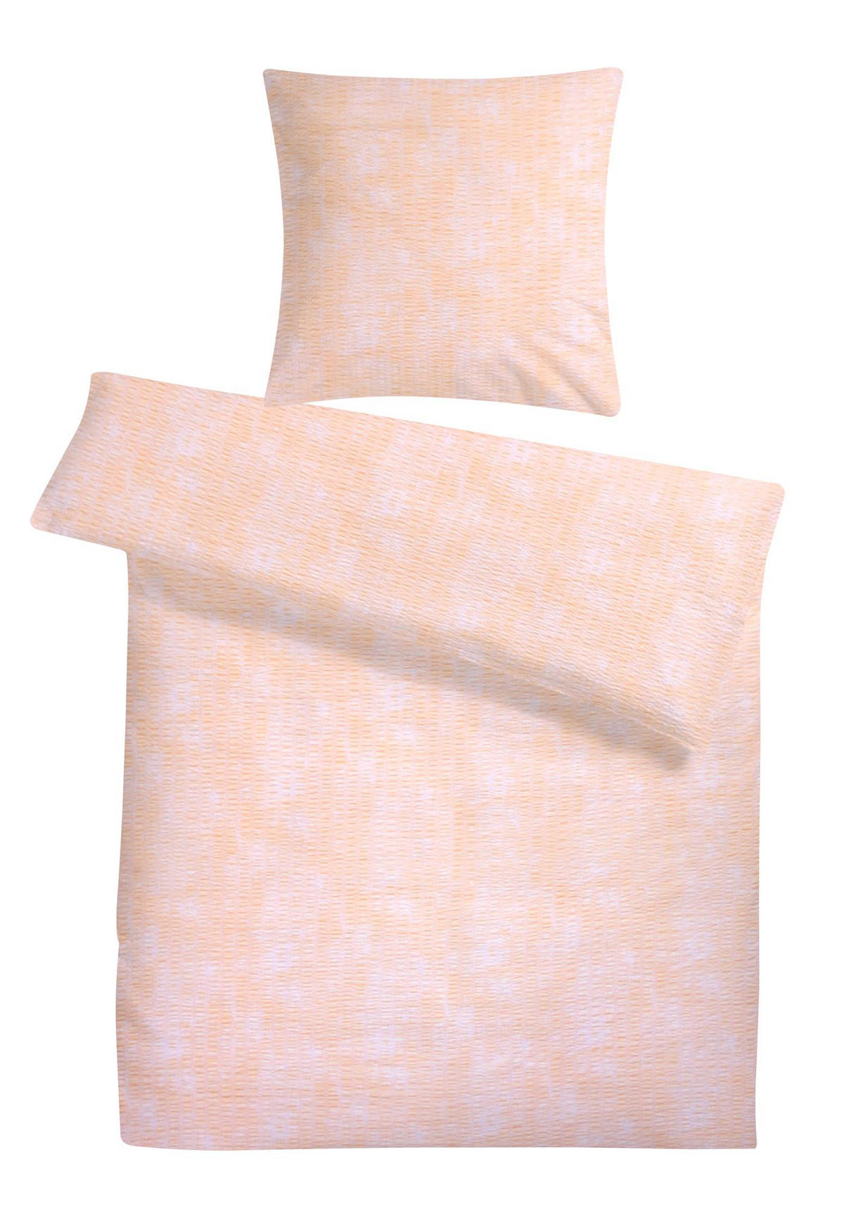 SEERSUCKER-BETTWÄSCHE 135x200 Sommer Bettbezug Bügelfrei aus 100% Baumwolle, Bettbezüge Wolken Muster Apricot Orange - Weiß, Textil (135/200cm) - Carpe Sonno