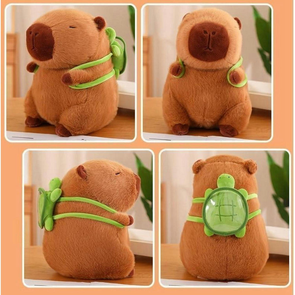 PLÜSCHTIER Capybara mit Schildkrötenrucksack 55 cm - Braun, Textil (30/55cm)