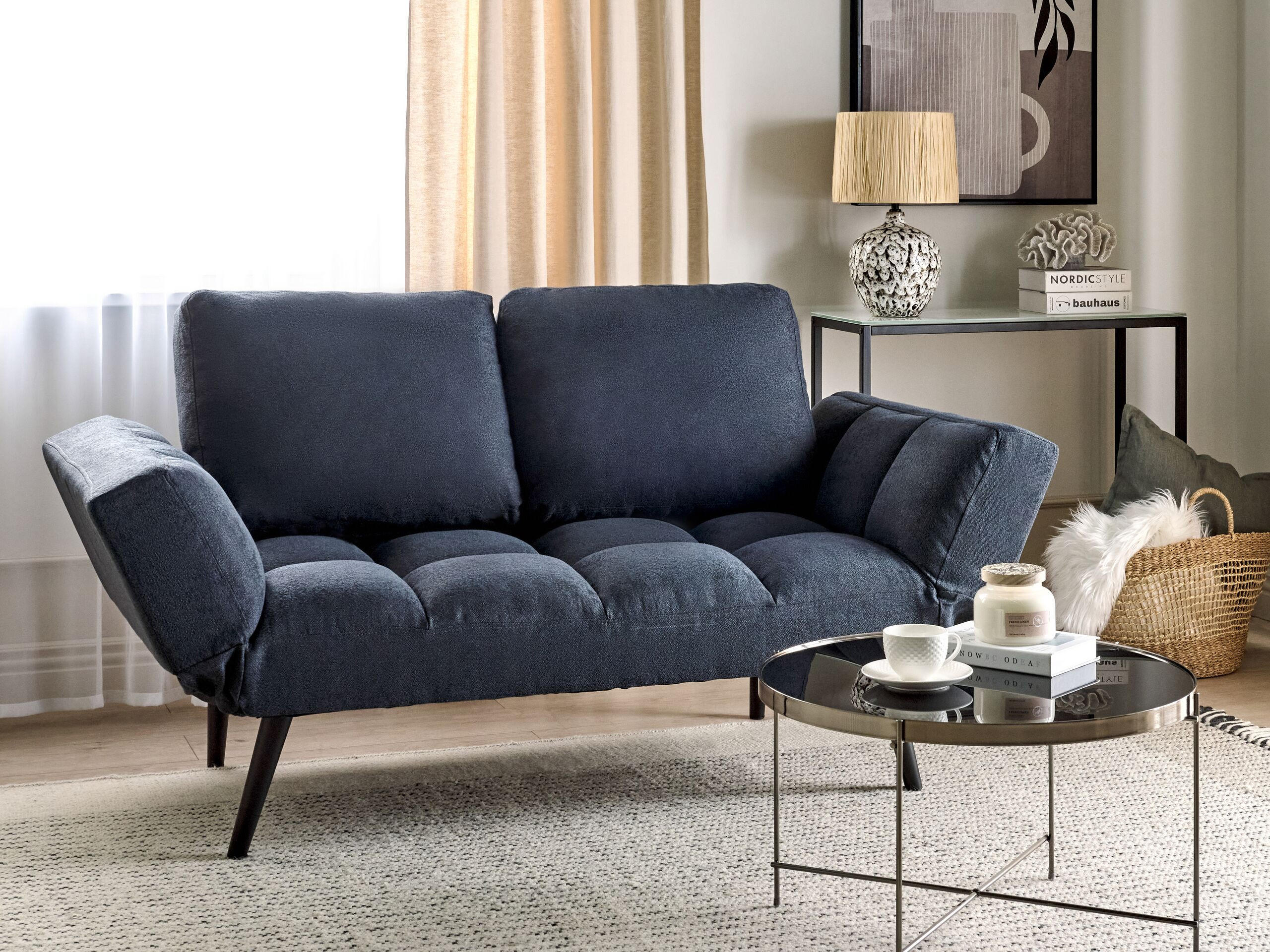 2-SITZER-SCHLAFSOFA blau-grau Brekke - Blau, Textil (158/90/75cm) - Beliani