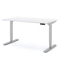 SCHREIBTISCH Elektrisch höhenverstellbarer Schreibtisch Y-Line Signalweiß Weißaluminium 140/80/62-127cm - Weiß Hochglanz/Silberfarben, Holzwerkstoff/Metall (80/140/127cm) - ASSMANN