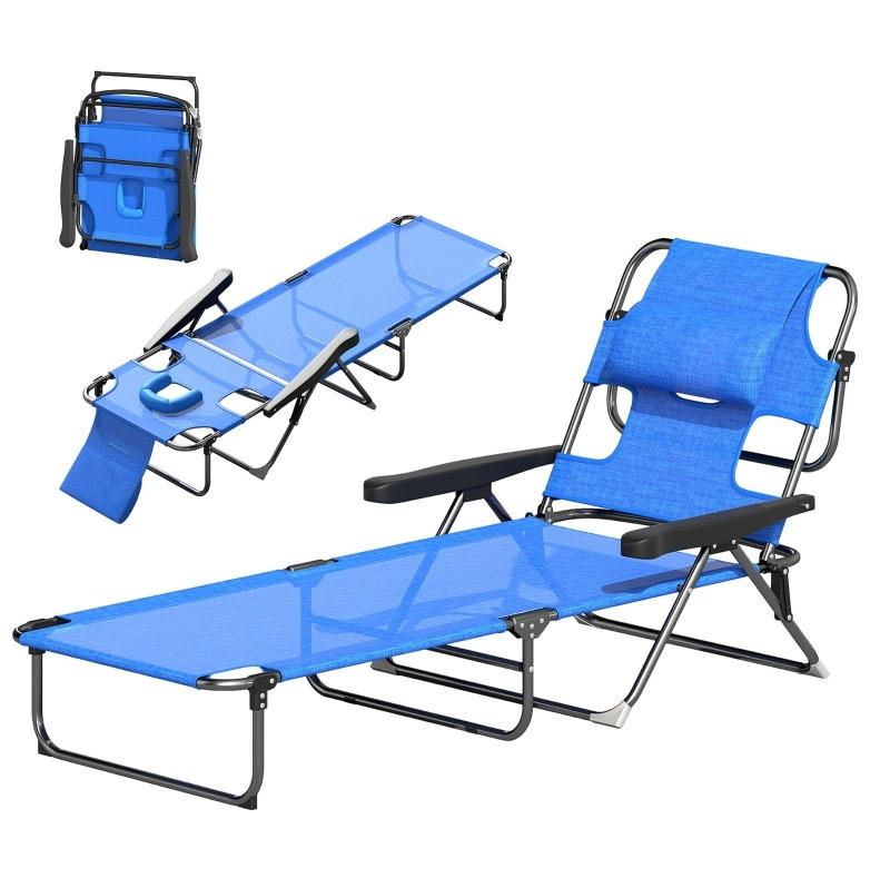 SONNENLIEGE aus Polyester 72x194x31 cm in Blau mit klappbar - Blau, Textil (72/31/194cm) - Modfu