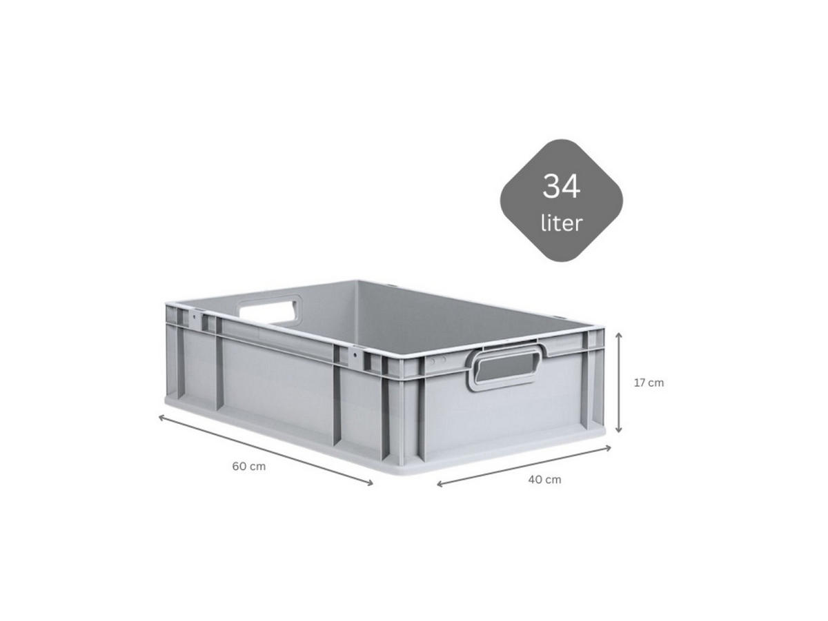 EUROBOX Nextgen Economy Griffe Offen 17x40x60cm 34 Liter - Grau, Kunststoff (40/17/60cm) - PROREGAL