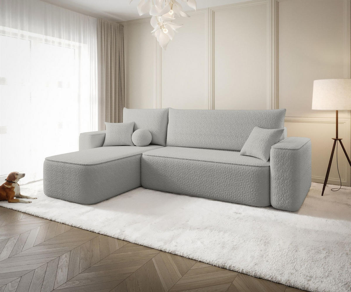 ECKSOFA Agepo Stoff Quelle - Hellgrau, Holzwerkstoff/Textil (250/150cm) - Fun Möbel