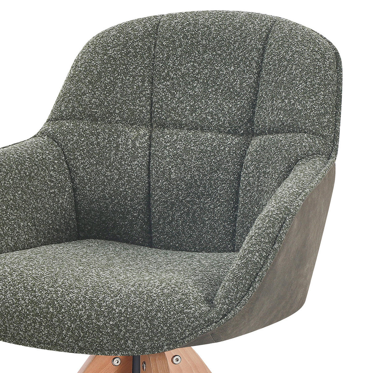 DREHBARER ARMLEHNENSTUHL - 2er-Set - Braun/Grün, Textil/Metall (63/86/62cm) - home24