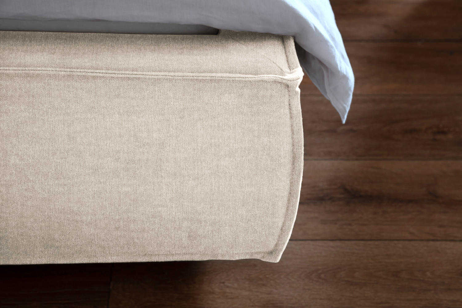 POLSTERBETT CARLO Cremeweiß Massivholz - Creme, Textil (160/200cm) - KAWOLA