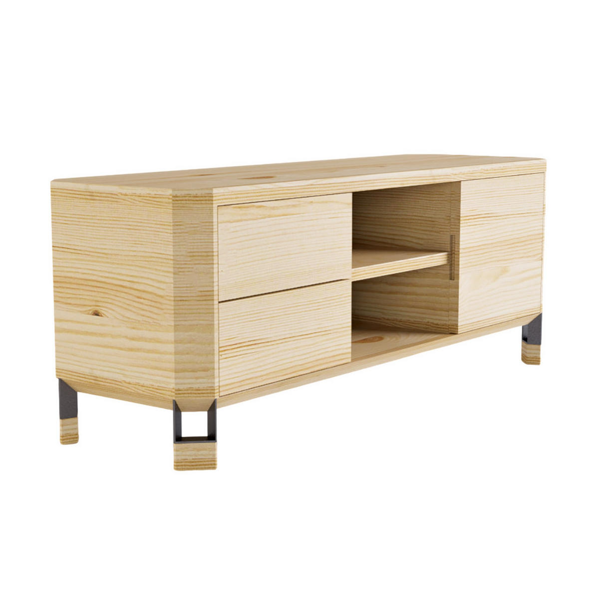 FERNSEHSCHRANK aus Massivholz mit Schubladen aus Eiche BRISTOL - Eichefarben, Holz (130/50/40cm) - Rawood Furniture