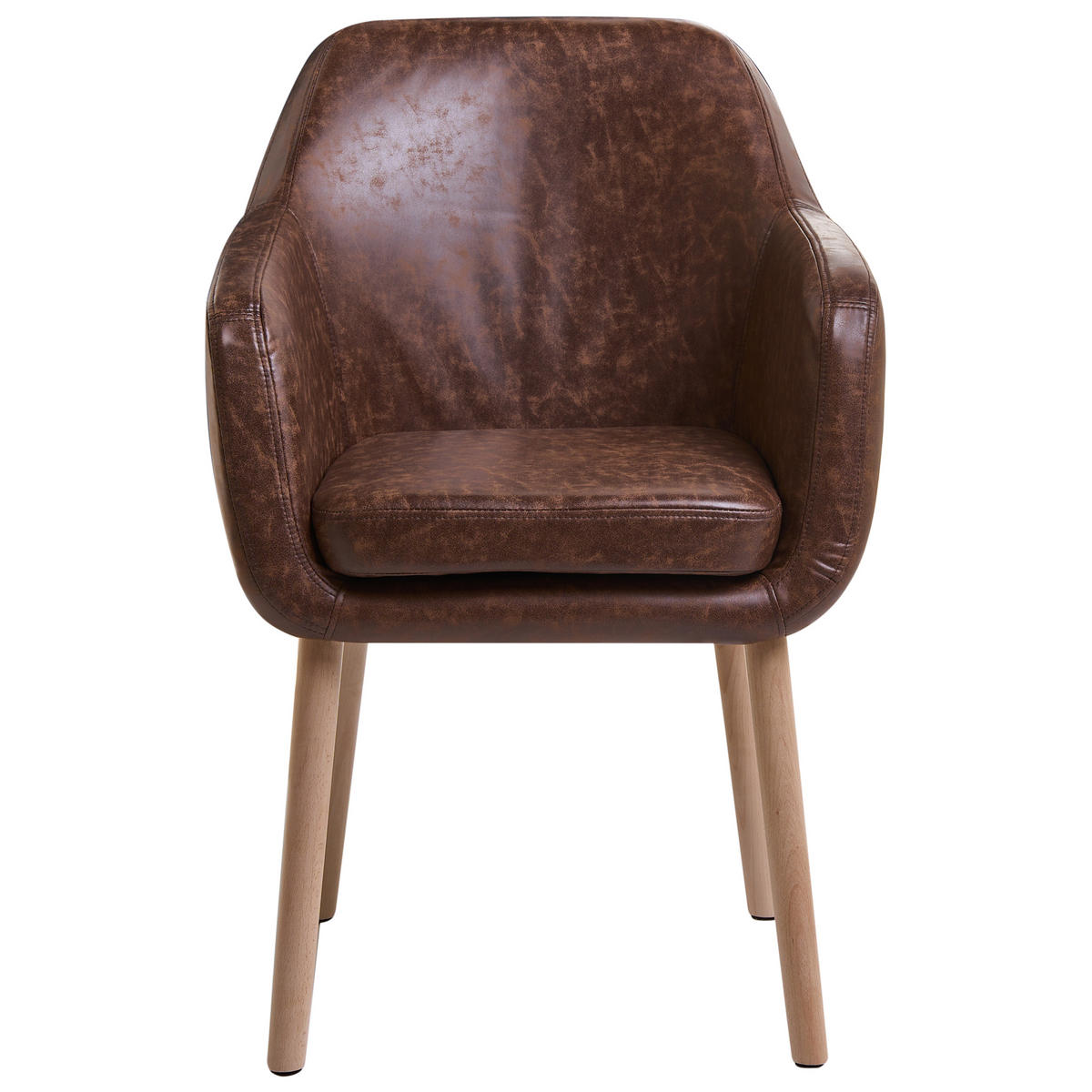 ESSZIMMERSTUHL Kunstleder Dunkelbraun Yorkville - Braun, Holz/Kunststoff (56/82/46cm) - Beliani