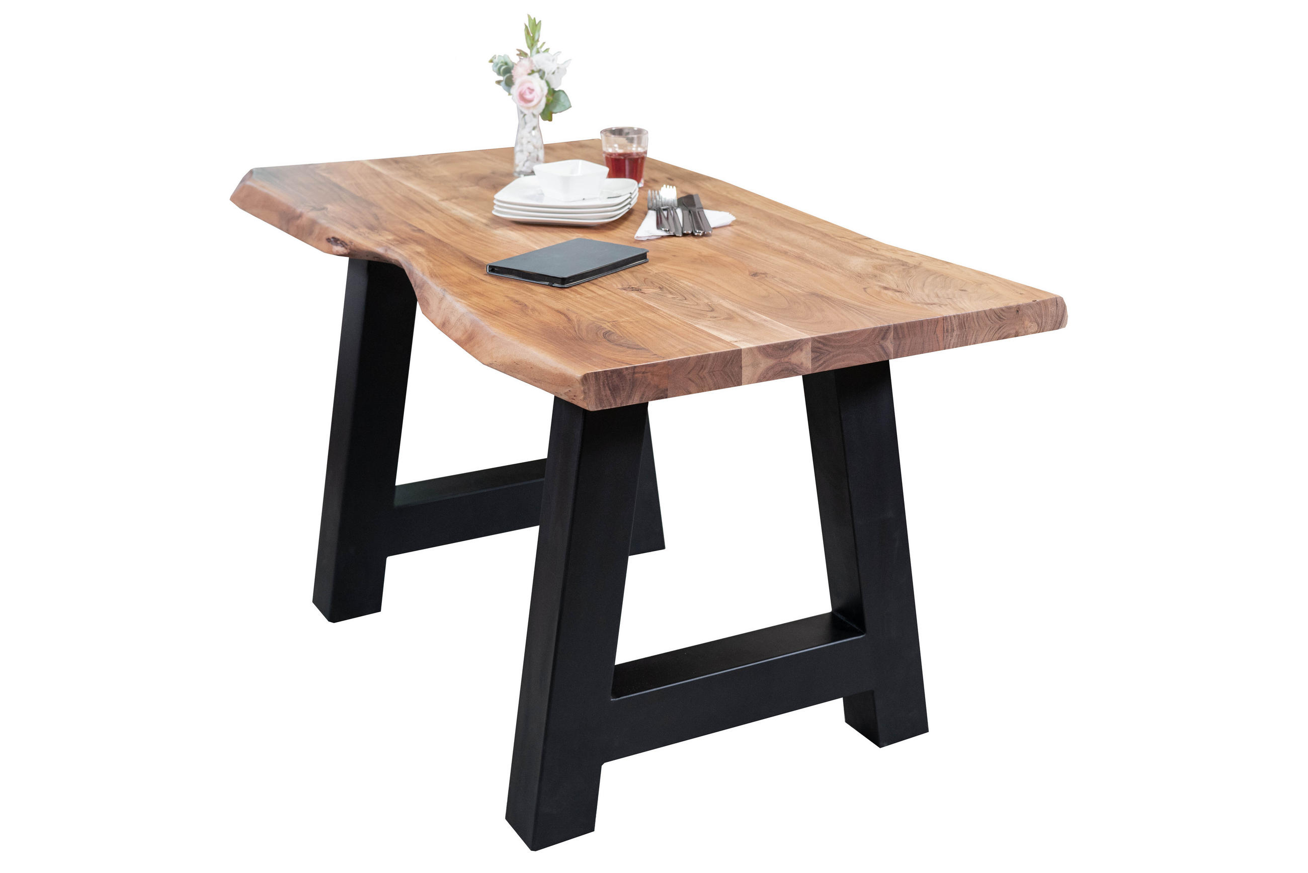 ESSTISCH CALI - Beige/Schwarz, Holz/Metall (85/160/77cm) - SAM