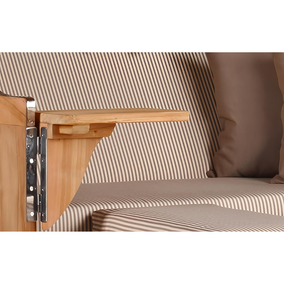 STRANDKORB Düne 2 Sitzer Teak PE Grey - Taupe/Braun, Holz/Metall (125/170/80cm) - Mr. Deko
