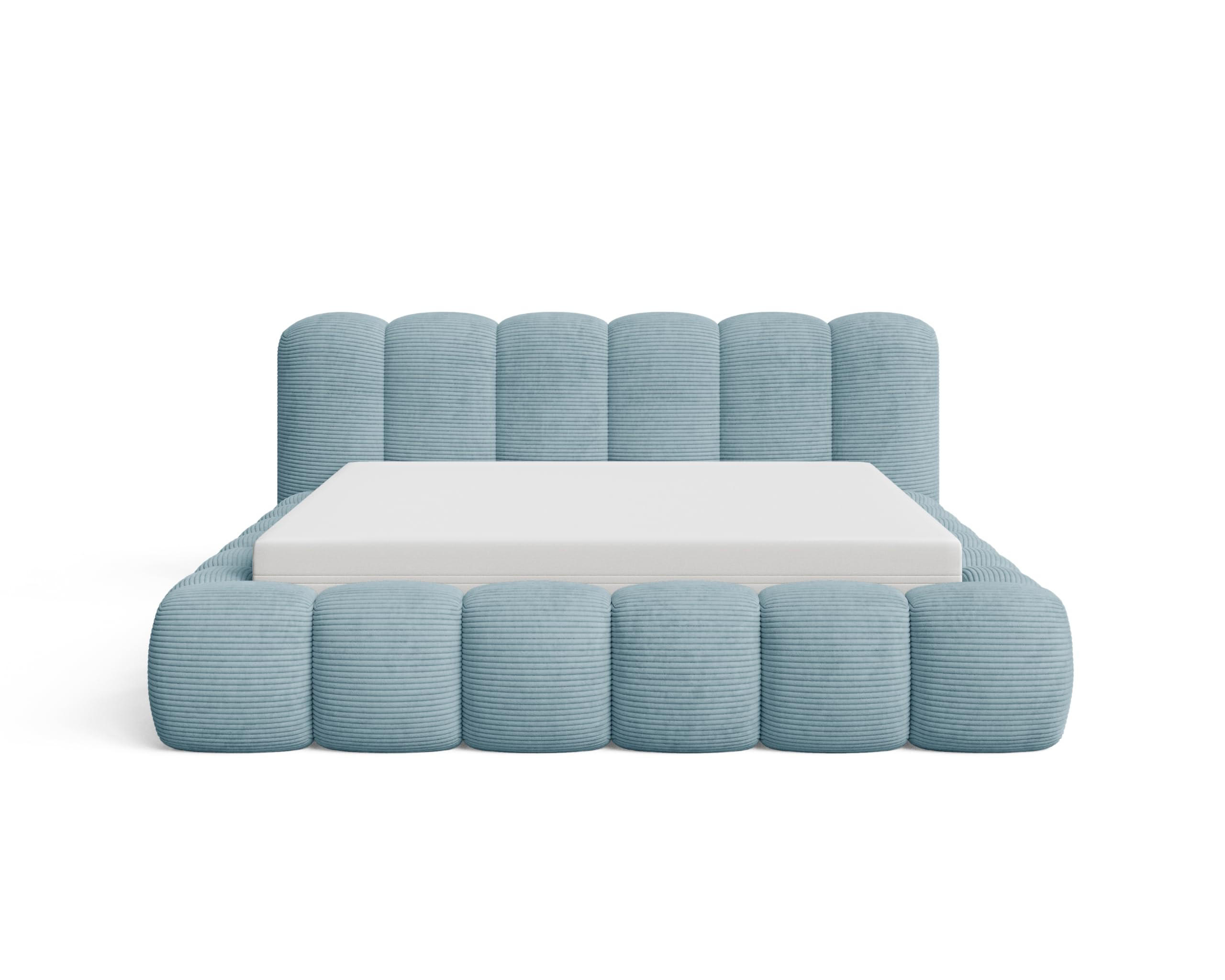 POLSTERBETT 200x200 mit Bettkasten, Lattenrost und Kopfteil, Poso Cord-Stoffbezug Türkis - Türkis, Holz (200/200cm) - Chilly