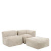 SITZSACK-SOFA 3-tlg. ZEN: Ecksessel, Sessel, Fußstütze - Beige, Textil (290/68/100cm) - icon