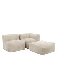 SITZSACK-SOFA 3-tlg. ZEN: Ecksessel, Sessel, Fußstütze - Beige, Textil (290/68/100cm) - icon
