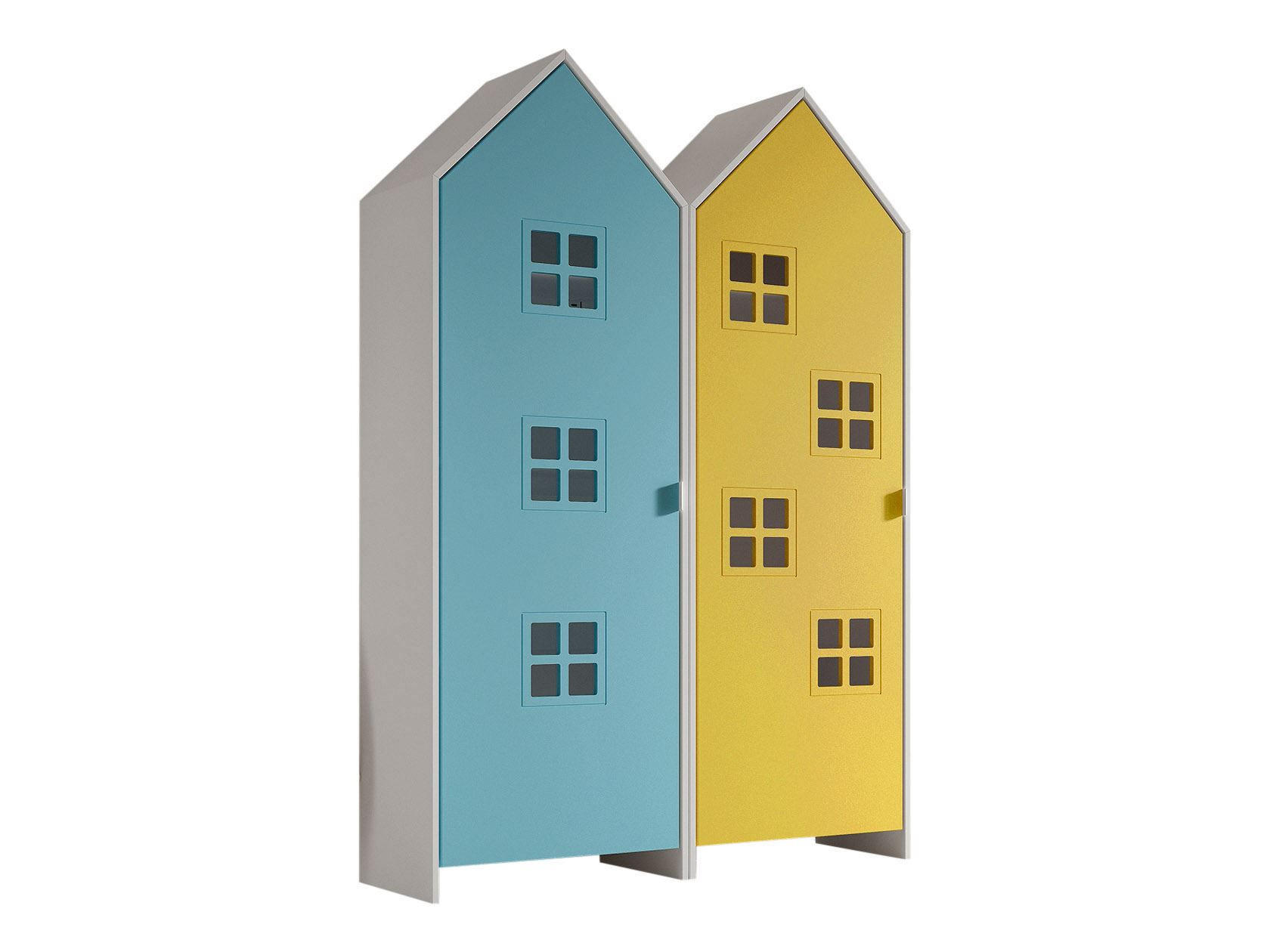 REGALSCHRANK Set Kania 115x37x171 MDF Weiß /Bunt - Blau/Gelb, Holzwerkstoff (115/171/37cm) - 58aufmkessel