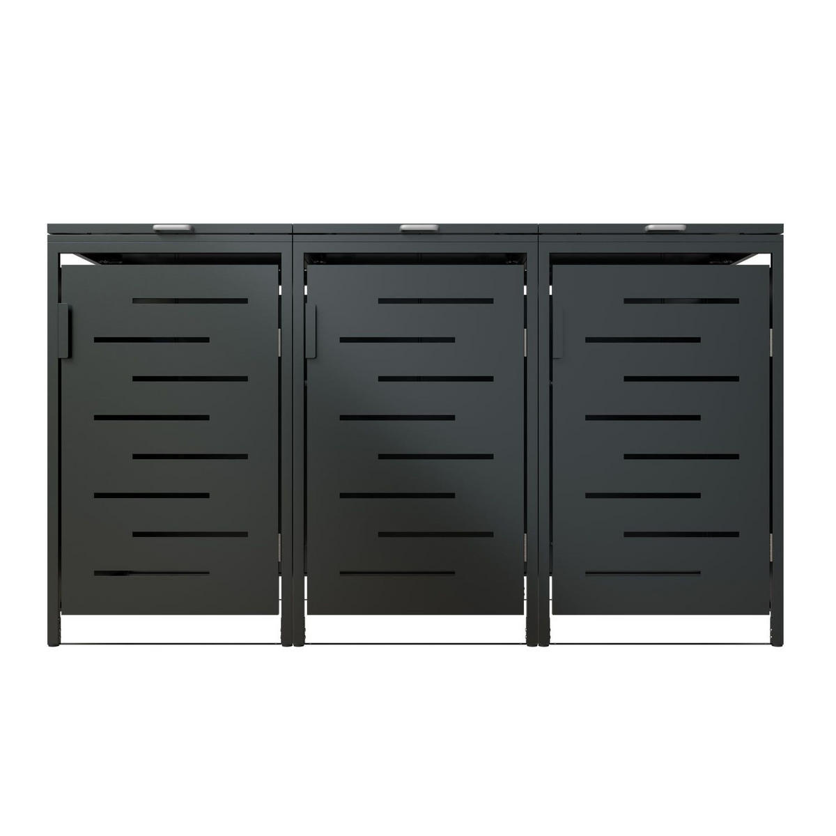 MÜLLTONNENBOX Arel 3er-Set - Anthrazit, Metall (204/120/80cm) - Juskys