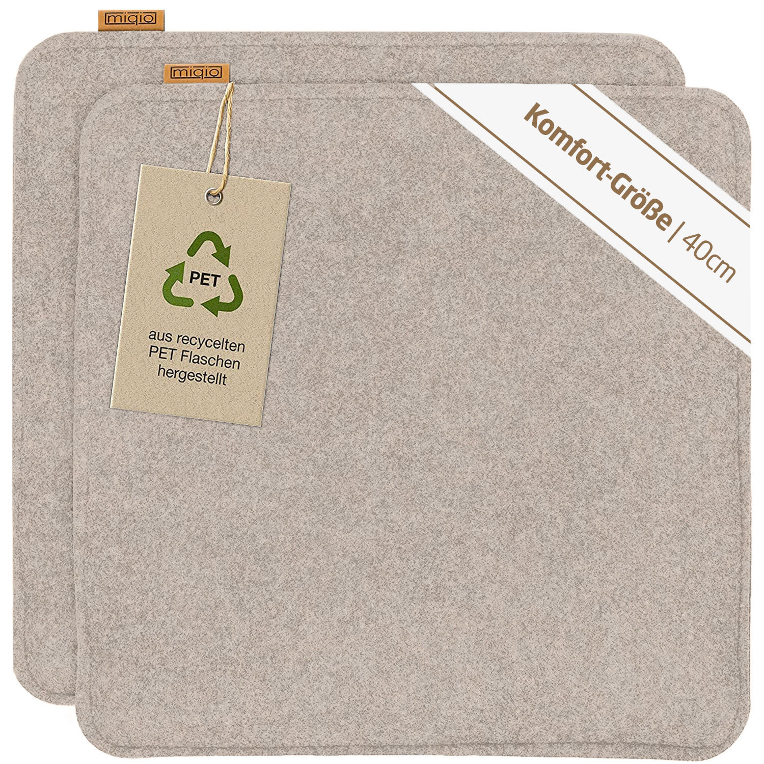 SITZKISSEN mit Antirutschnoppen 2er-Set - Beige, Textil (40/40/2cm) - Miqio Design