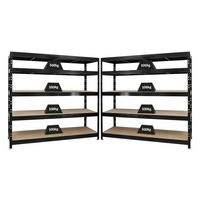 SCHWERLASTREGAL Rhino 2er-Set mit 2x 180x200x60 cm 5 Spanplatten-Ebenen 8mm Fachlast 500 kg Schwarz - Schwarz, Metall (400/180/60cm) - PROREGAL