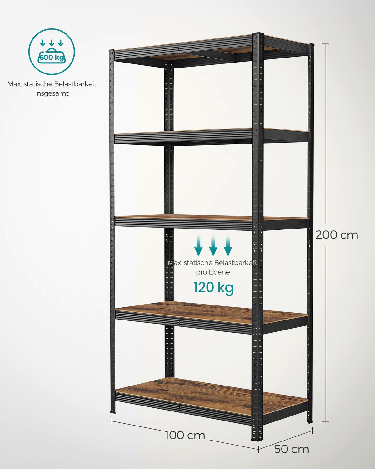 SCHWERLASTREGALE JAKARTA 2ER-SET - Braun, Holzwerkstoff (100/200/50cm) - Hansiro