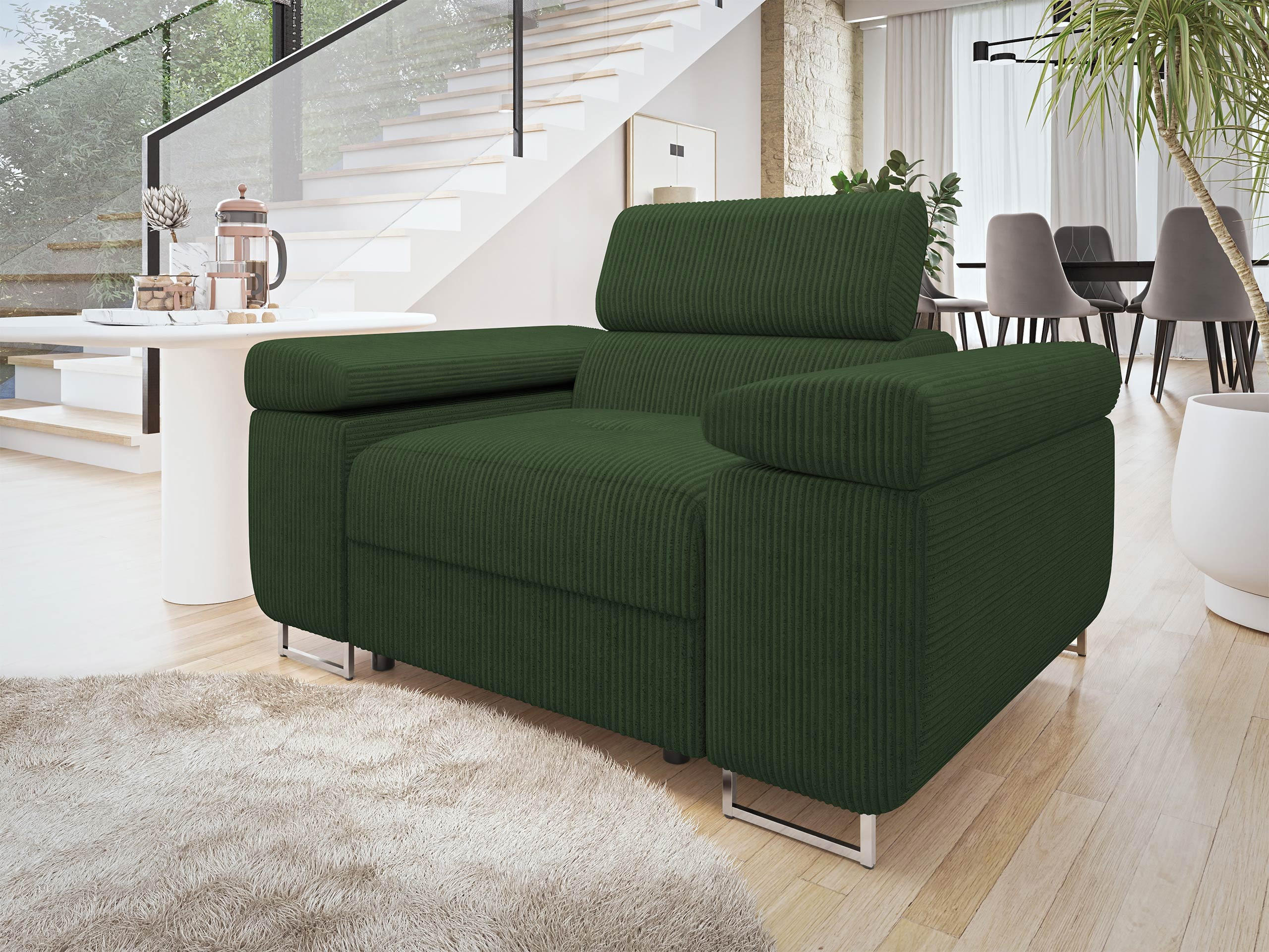 SESSEL Torezio Cord - Grün, Holz/Textil (134/90/102cm) - MIRJAN24