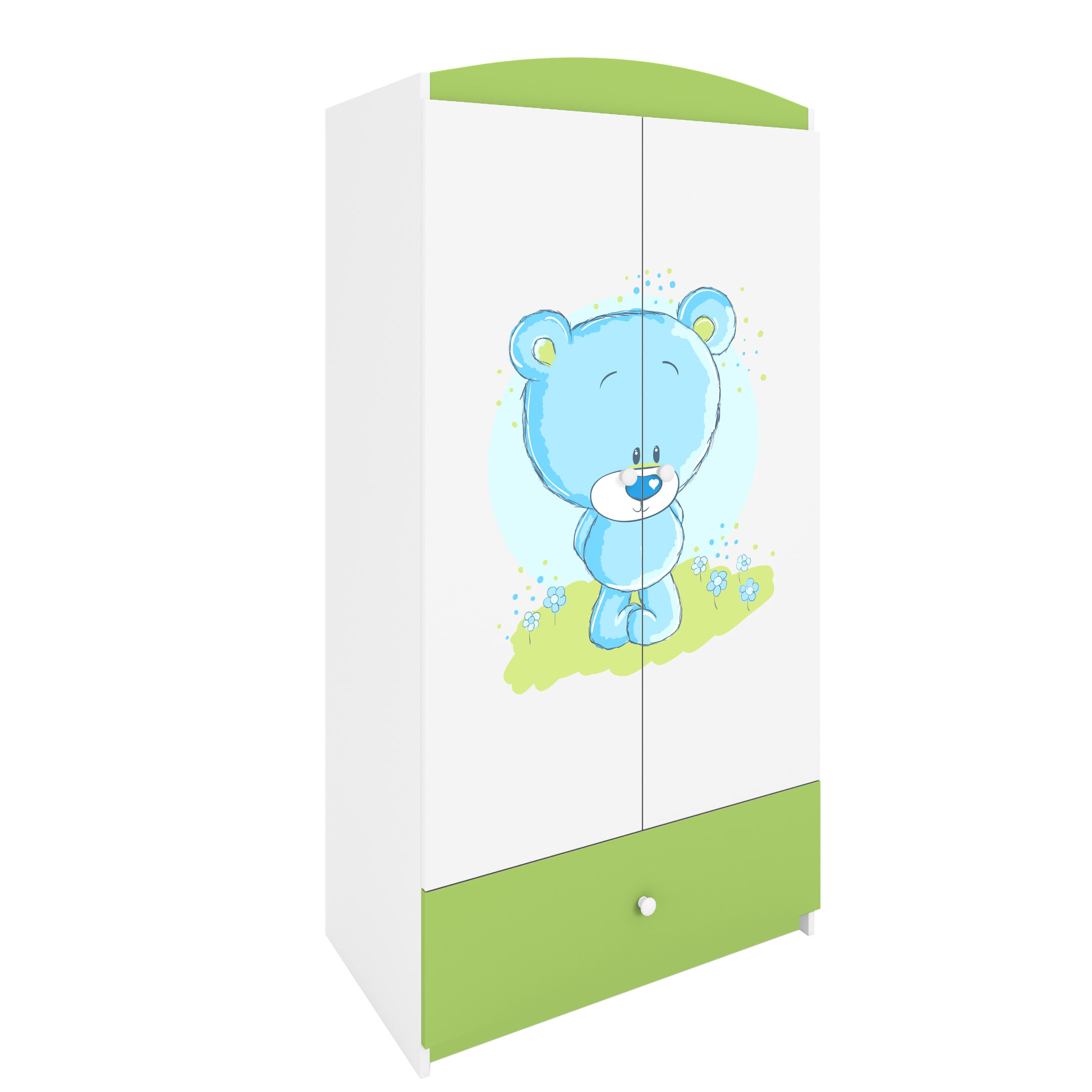 KINDERKLEIDERSCHRANK Blaubär - Grün, Holzwerkstoff (90/175/52cm) - RAUMHIRSCH FURNITURE