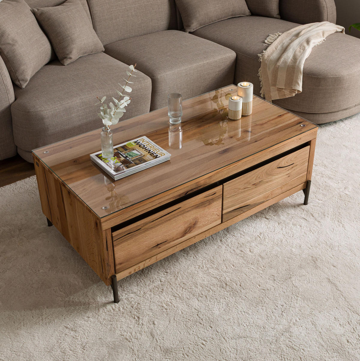 COUCHTISCH Wild-/Zerreiche 120x67x45 natur geölt MONTREUX #120 - Naturfarben, Holz (120/67/45cm) - Massivmoebel24