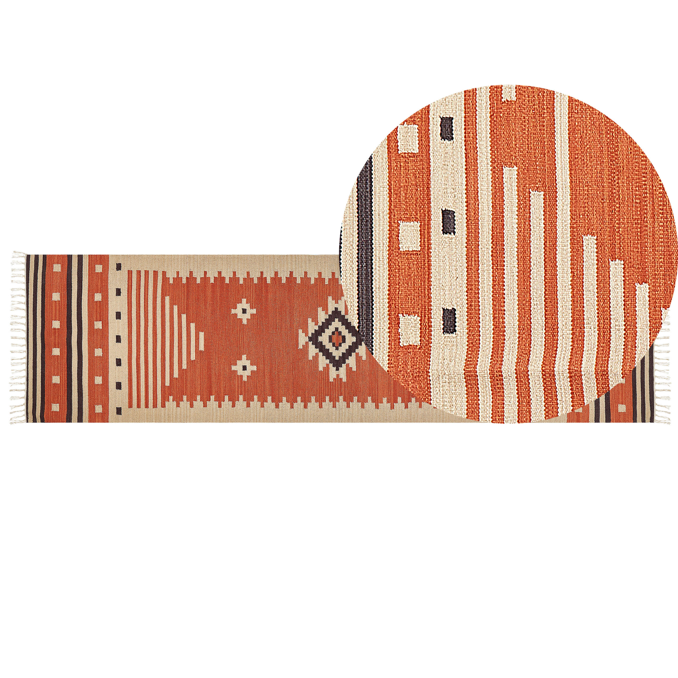 KELIM-TEPPICH Gavar 300/80 cm - Orange, Textil (80/300cm) - Beliani