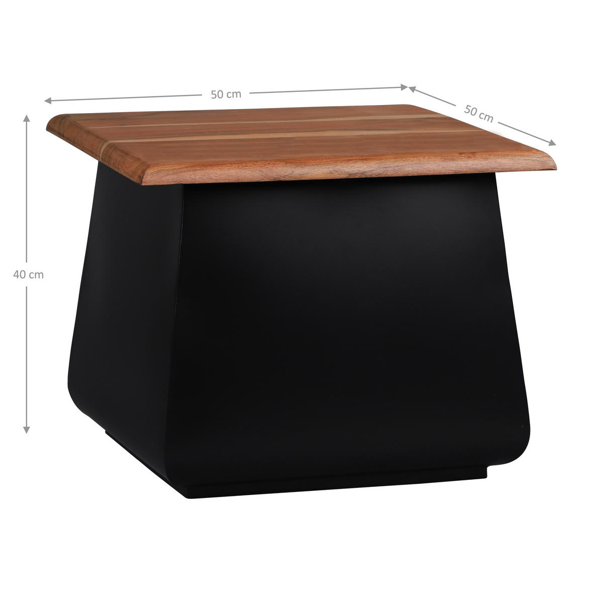 BEISTELLTISCH rechteckig Schwarz/Natur 50/40/50 cm - Schwarz, Metall (50/40/50cm) - WOMO-DESIGN