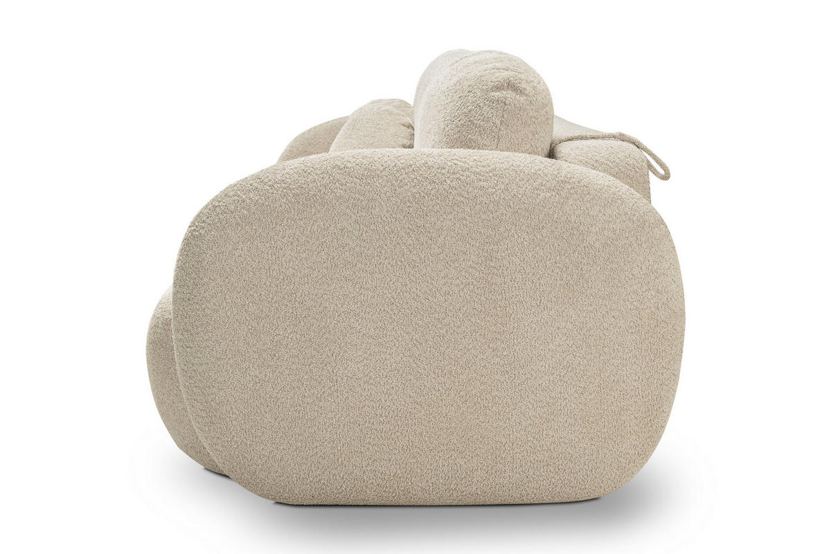 BETTSOFA AMICO Beige Bucle-Stoff mit Schlaffunktion - Beige, Holz (238/86.5/101cm) - MASSENO