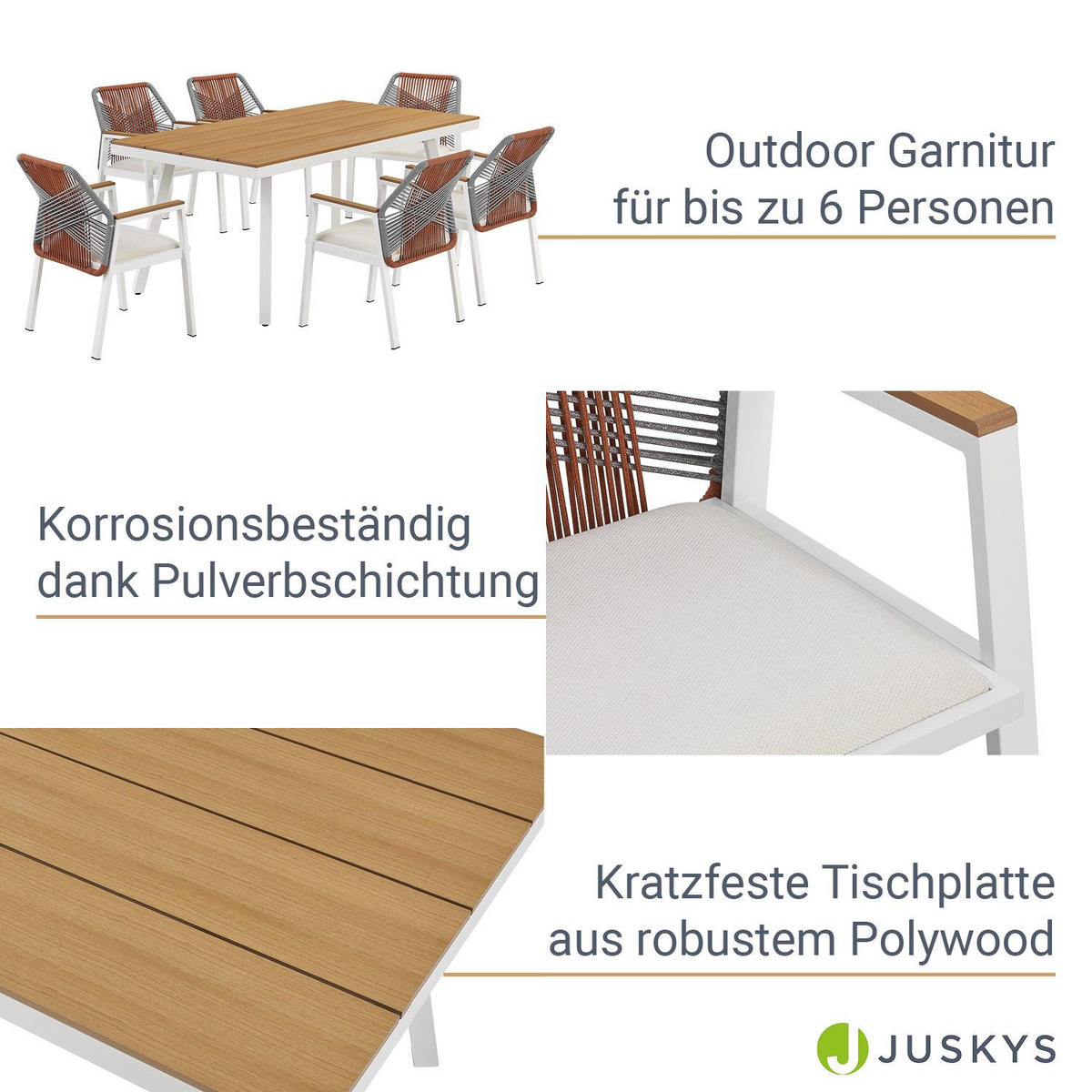 GARTENMÖBEL Set Costa Rica - Sienna Rot - Rotbraun, Metall - Juskys