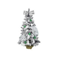 LAALU WEIHNACHTSBAUM geschmückt künstlich POLARGRÜN 60 cm mit LED-BELEUCHTUNG IM TOPF - Silberfarben/Weiß, Kunststoff (60cm) - LAALU