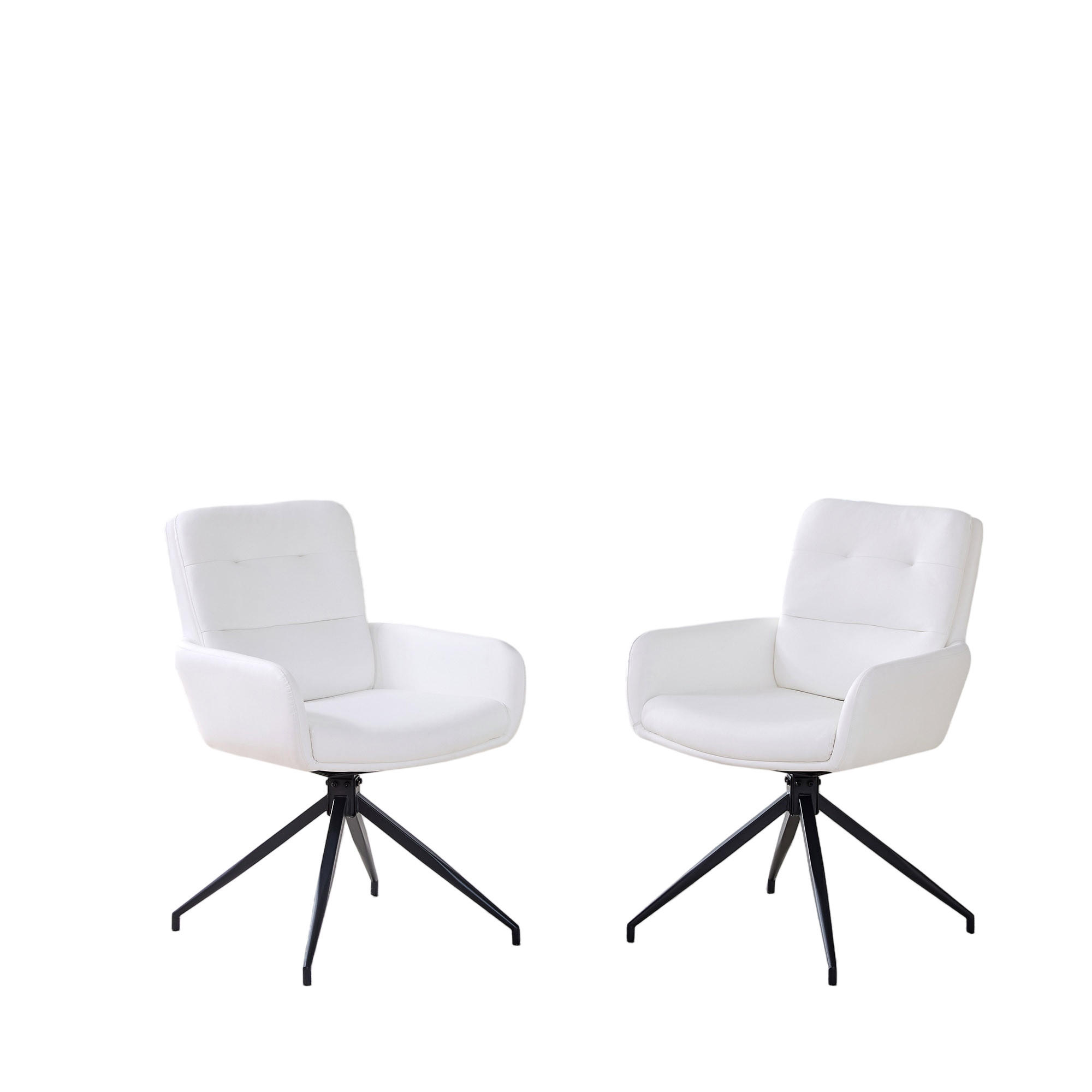 ARMLEHNSTUHL-SET DE-36550 2 Stück mit PU-Bezug und Metallbeinen Weiß - Weiß, Metall (50/85/55cm) - ComfortXL