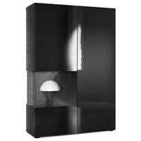 VITRINE Morena Tür und Einsatz in Schwarz Hochglanz - Schwarz Hochglanz, Holzwerkstoff (91.5/136.5/37cm) - Vladon