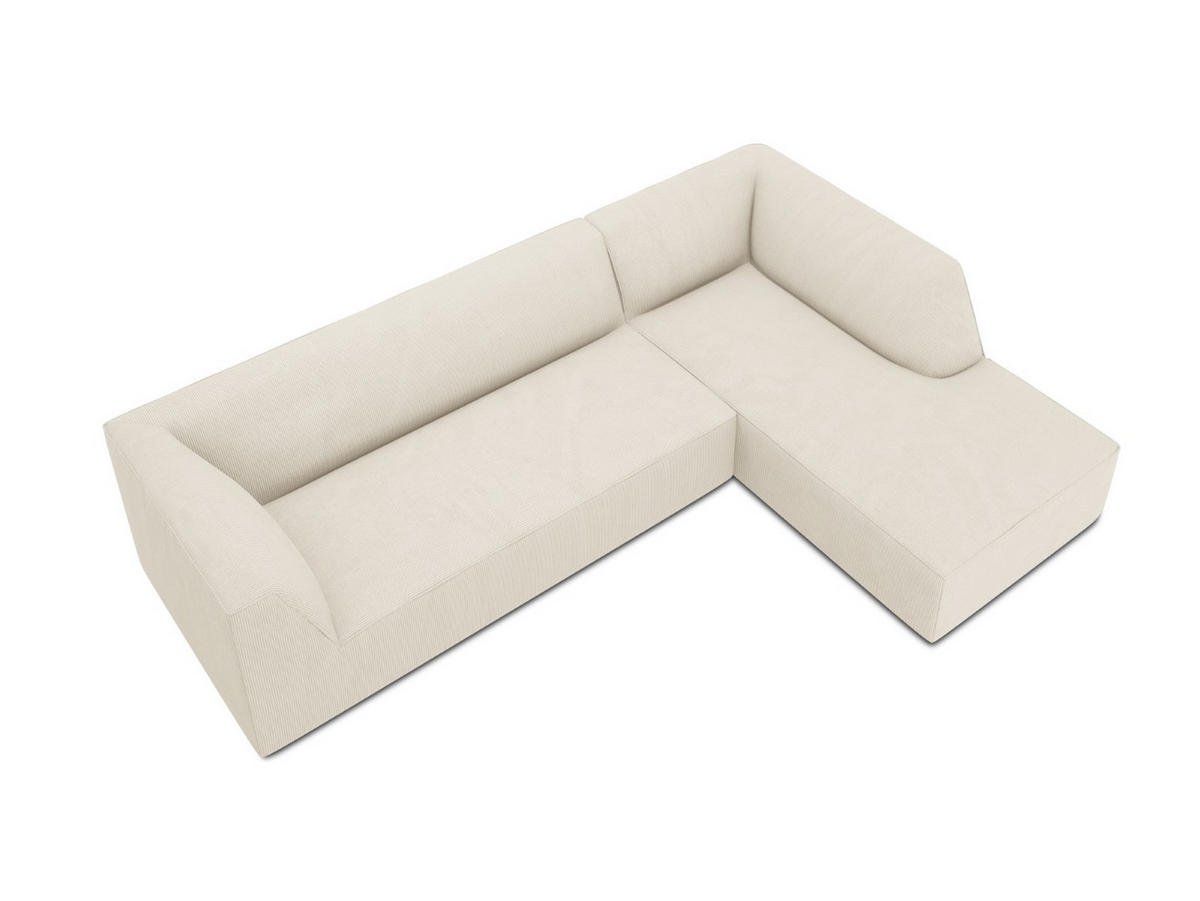 ECKSOFA rechts Ruby aus Cord leichtes beige 4 Sitzplätze - Creme, Textil (180/273cm) - Micadoni