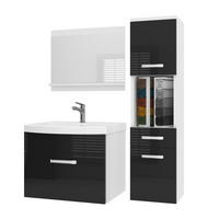 BADMÖBEL Badezimmer SET PRI P3, Schwarz Hochglanz, 90 cm - Schwarz Hochglanz, Holz (38.7/113.5/90cm) - B BELINI GROUP