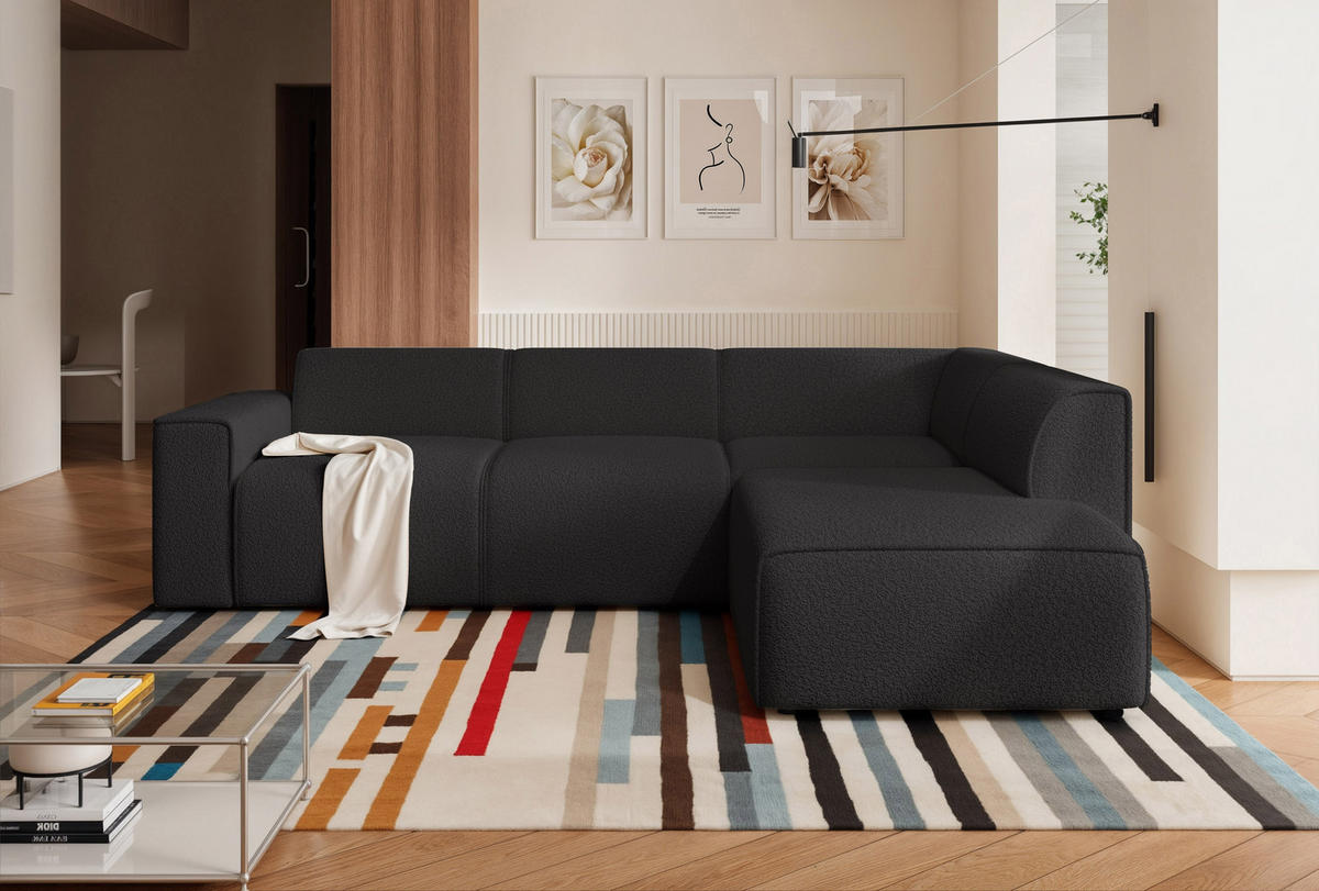 ECKSOFA ZAVO Feiner Mischstoff in Anthrazit - Anthrazit, Holzwerkstoff/Kunststoff (310/218cm) - Idohome