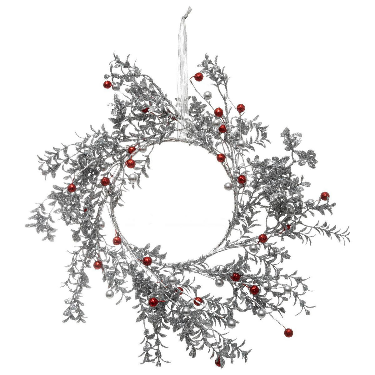 ADVENTSKRANZ Ø 44 cm - Silberfarben, Kunststoff (44/44cm) - Fééric Lights and Christmas