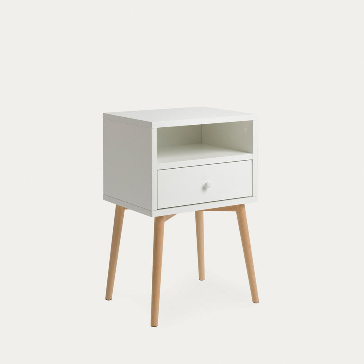 NACHTTISCH Tilo Natur - Weiß 40 cm x 60 cm - Braun/Weiß, Holz (40/60/30cm) - Kenay Home