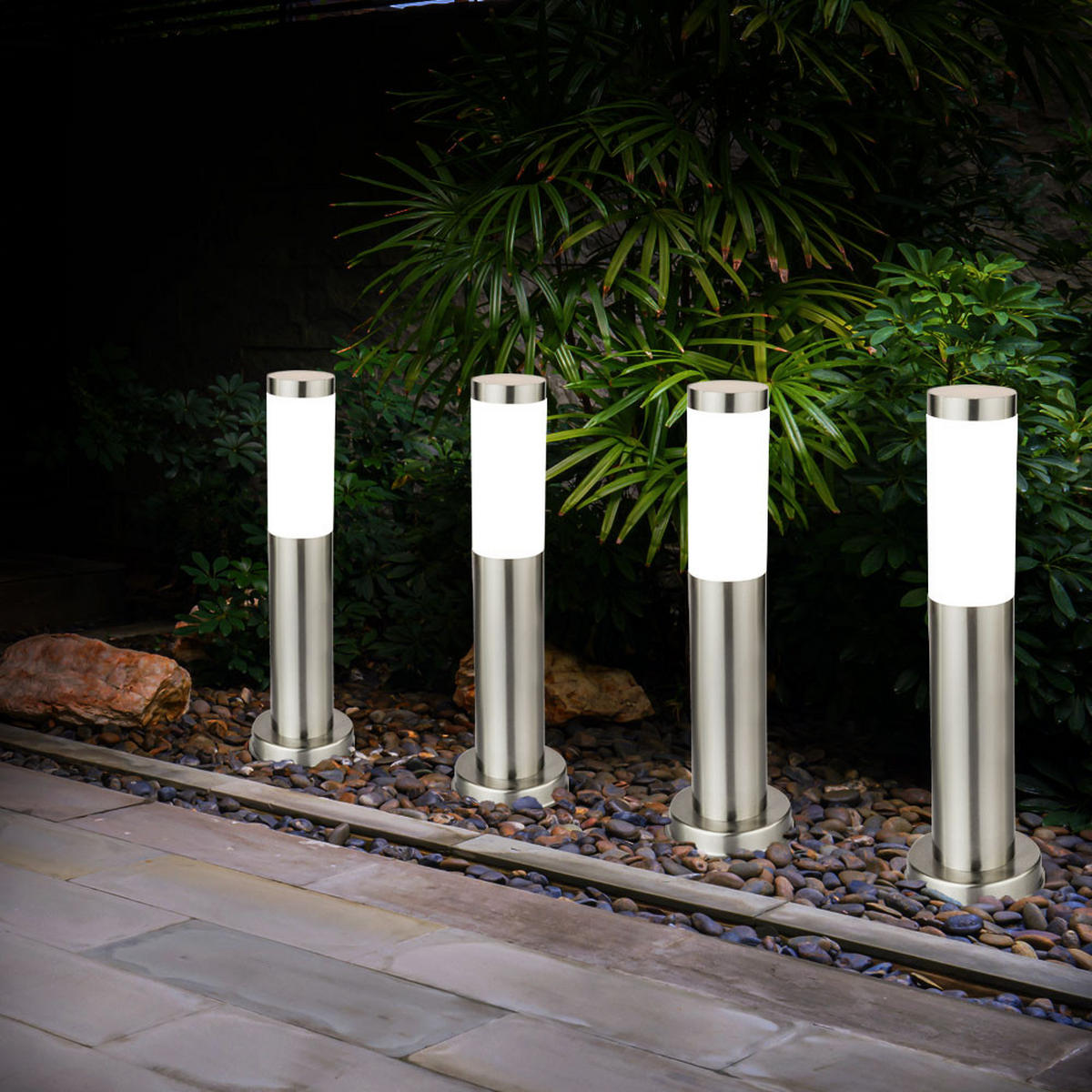LED WEGELEUCHTE Edelstahl Silber 6er Set - Silberfarben, Metall (7.6/7.6/45cm)