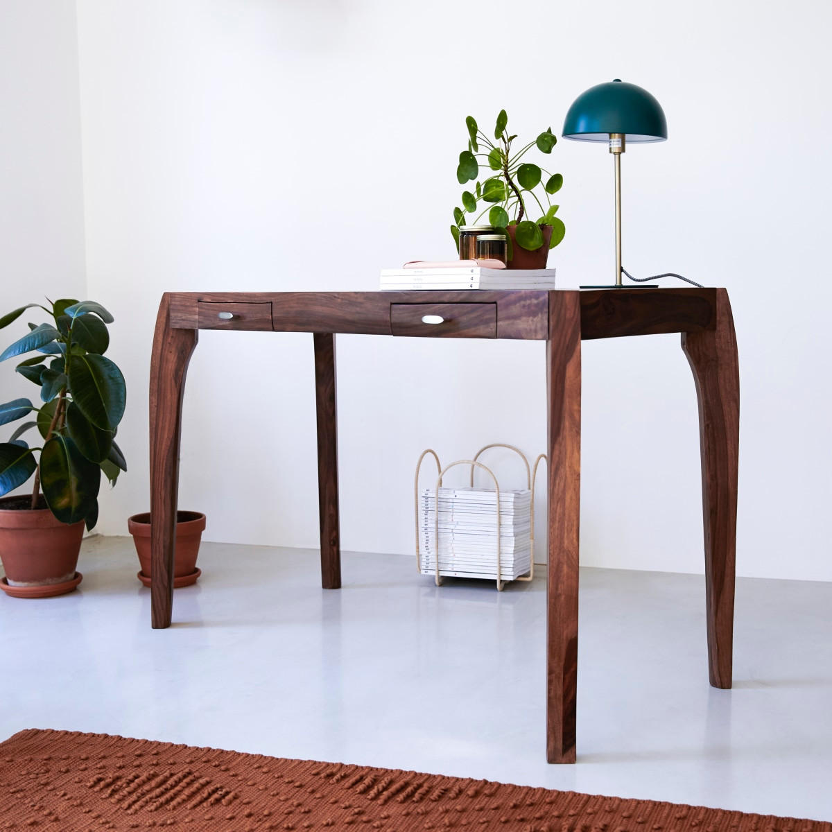 SCHREIBTISCH Luna Natur aus Palisander - Naturfarben, Holz (58/128/80cm) - Tikamoon