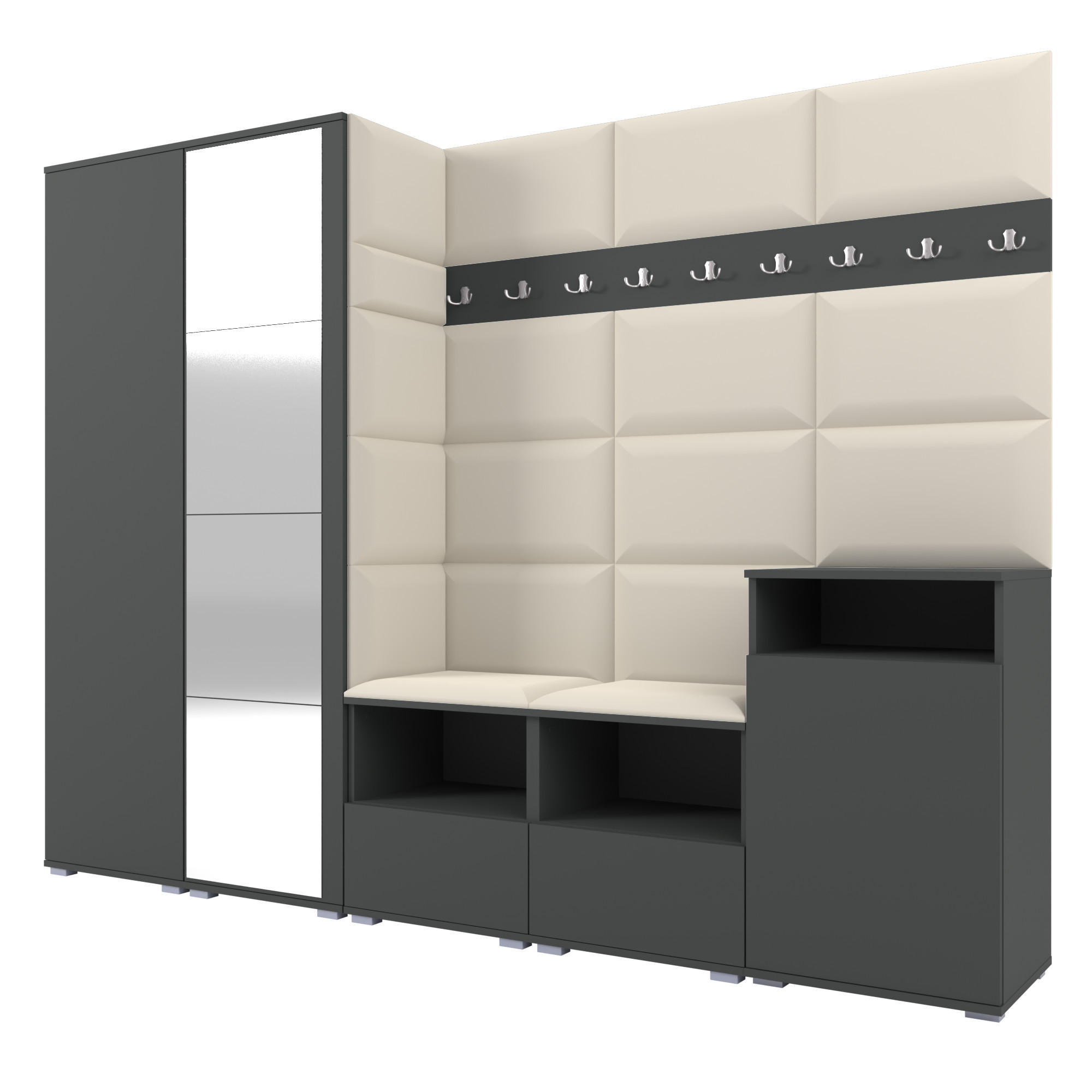 Ravio Garderobe Graphit, Creme 250x187x40 cm