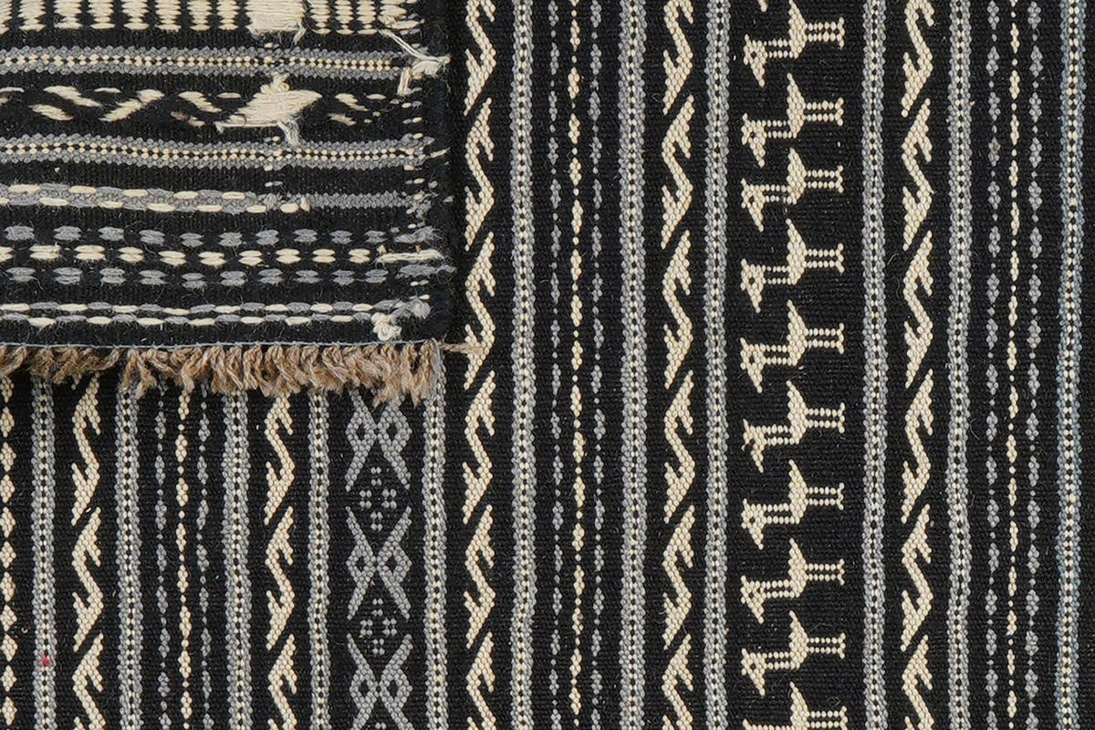 KELIM-TEPPICH handgewebt Kordi Schwarz, Grau 121/84 cm Schurwolle - Beige/Schwarz, Textil (84/121cm) - Looma