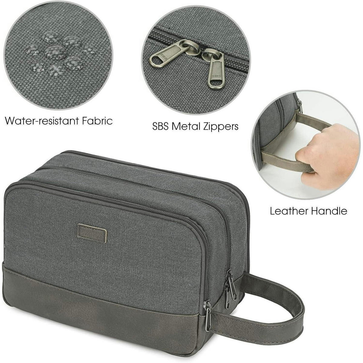 KULTURTASCHE Herren Grau Canvas Wasserabweisend - Grau, Textil (4.5/18.2/28.2cm)