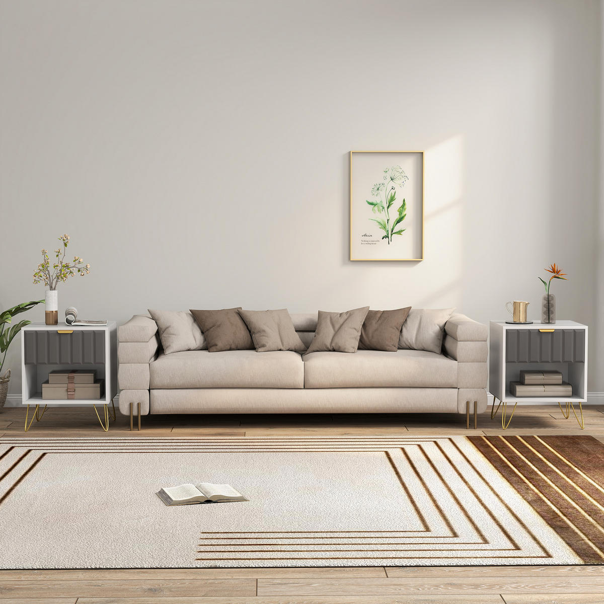 NACHTSCHRANK DE-12912 Schublade und offenes Fach, Stahlfüße Weiß - Weiß, Holzwerkstoff (40/55/45cm) - ComfortXL