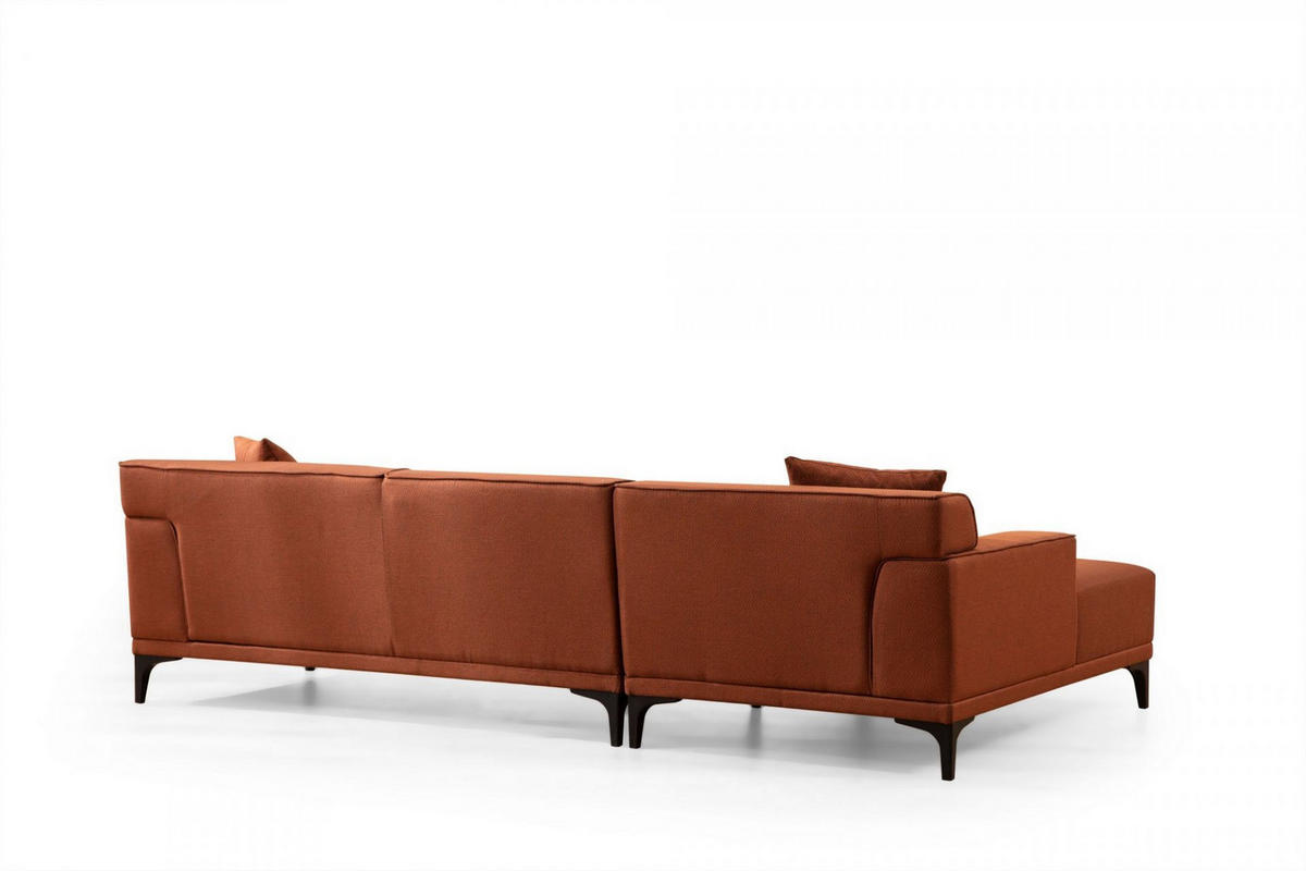 ECKSOFA modern inklusive Zierkissen - Schwarz/Orange, Holz/Kunststoff (250/145cm) - myHomelando